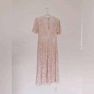 Needle and Thread Amalie Sequin Ballerina Length Dress - Size 6 - Pink